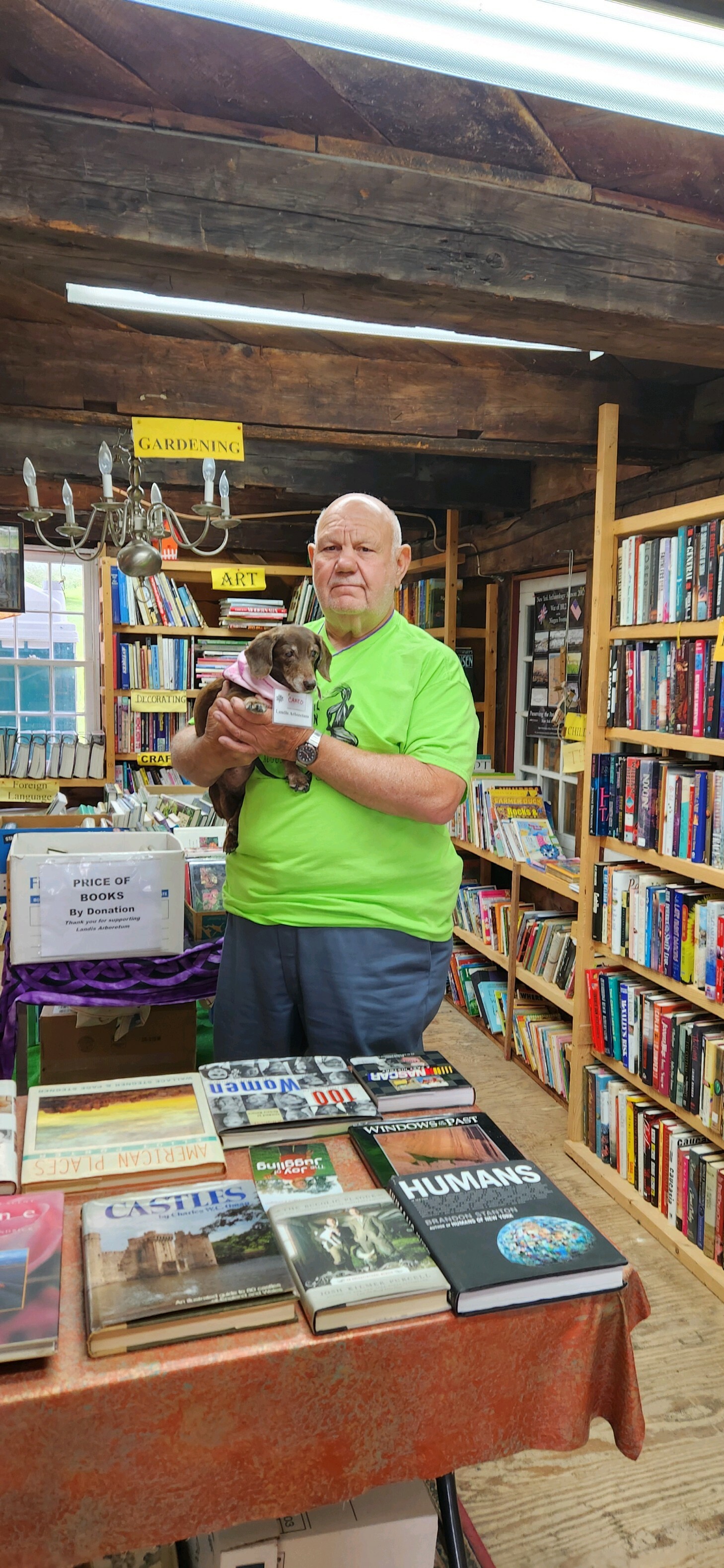 Gus and Cameo at bookstore
